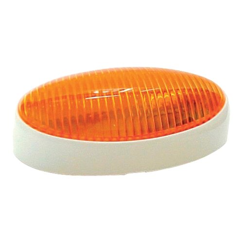 Optronics, Optronics RVPL5A - RV Porch Utility Light - Incandescent - Oval - White Housing - Amber Lens